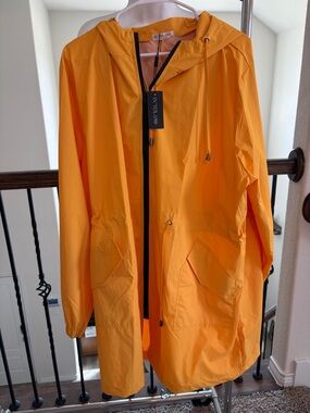 18W Women’s In’Voland Yellow hooded Raincoat Rain Coat Jacket Plus Size